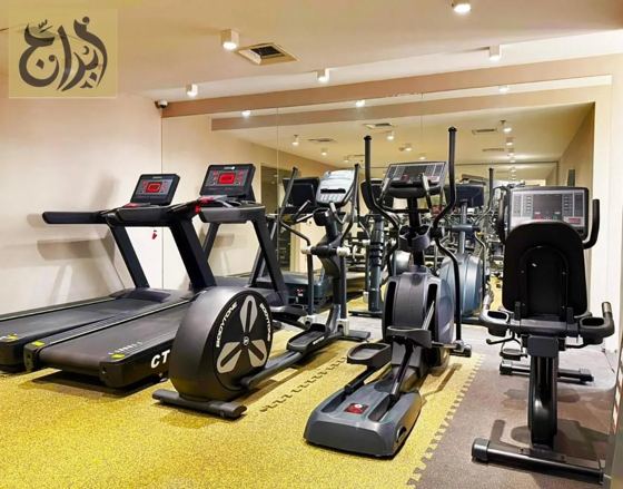 Gym with treadmills and cardio machines at Abraj Suites Hotel, Al Mansoura, Doha