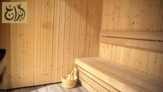 Sauna room in the spa at Abraj Suites Hotel Doha